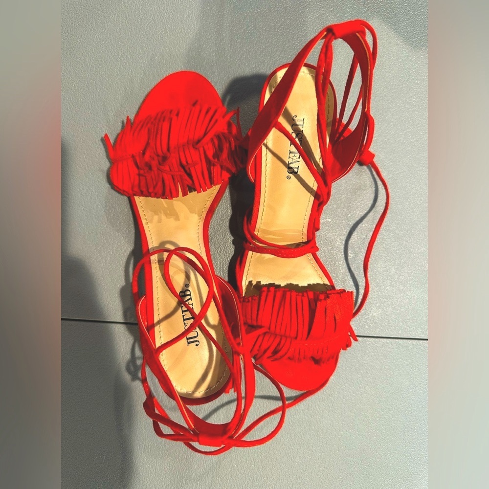 JustFab Red Strappy Sandals
